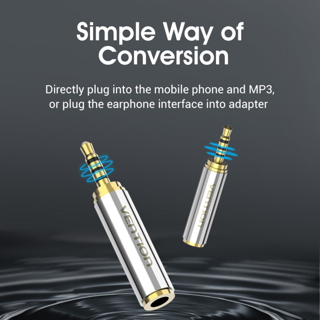 Adaptador de 3.5 mm Hembra a 2.5 mm Macho Dorado Vention VAB-S02