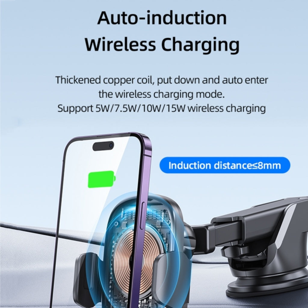 Cargador Inalámbrico Auto 15W USAMS CD187 - Con Ventosa y Luces de Colores