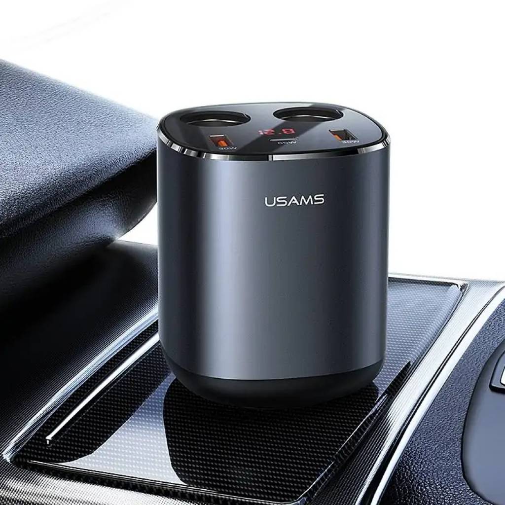 Cargador Auto CC151 245W Dual USB A + USB-C Negro USAMS