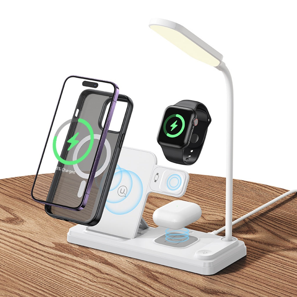 Cargador de Mesa Inalámbrico 15W con Lámpara Blanco USAMS CD195