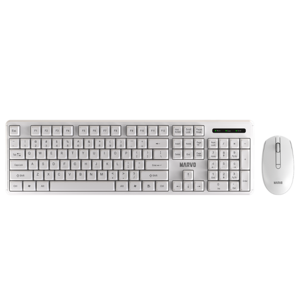 Combo Marvo Mouse/Teclado Inalámbrico WS005 Negro/Blanco
