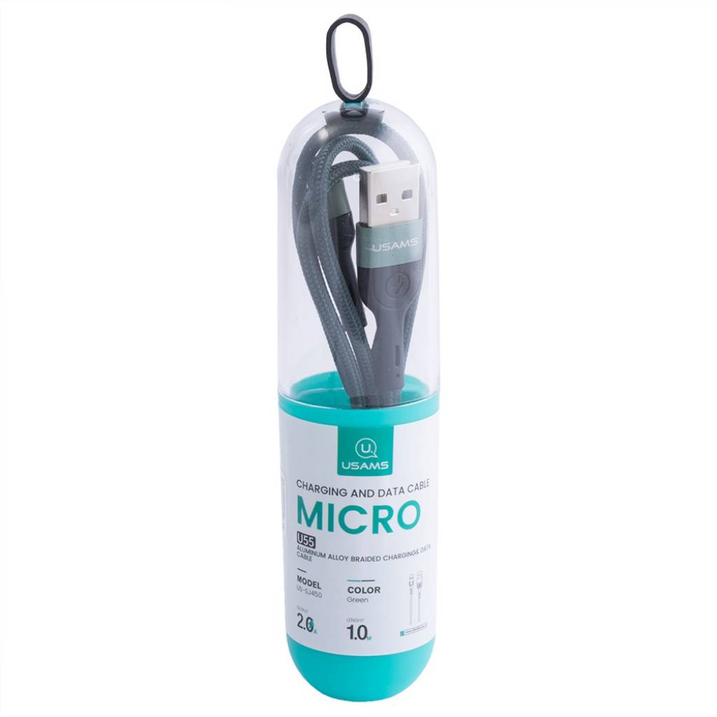 Cable de Datos USAMS SJ450 USB A a Micro USB U55 1M Negro Forrado