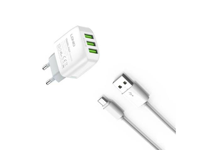 Cargador de Pared LDNIO A3312 con 3 Puertos USB