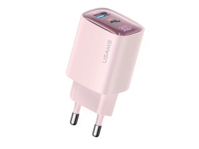 Cargador Pared 30W USB A + USB C GaN Carga Rápida USAMS CC229