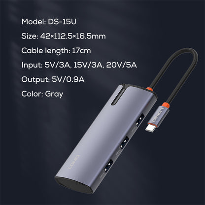 HUB Adaptador 5 en 1 Tipo C USB C + 4 USB 3.0 LDNIO DS-15U