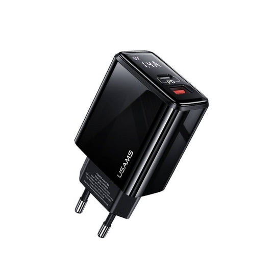 Cargador Pared 20W GaN PD+QC Carga Rápida Negro USAMS CC133 T40
