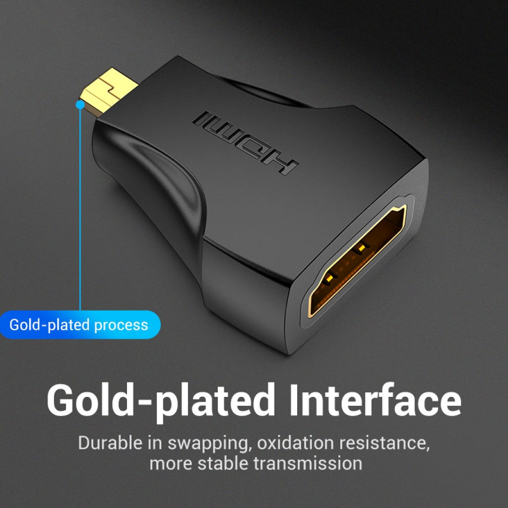 Adaptador Micro HDMI Macho a HDMI Hembra Negro Vention AITB0