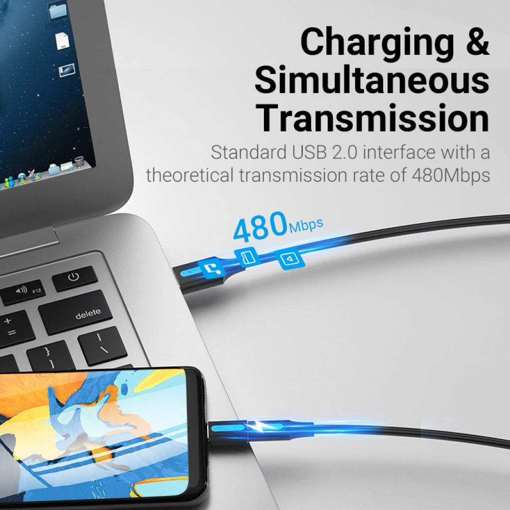 Adaptador USB-C a Micro USB 2.0 Macho/Hembra / PVC / Negro CDXB0 Vention