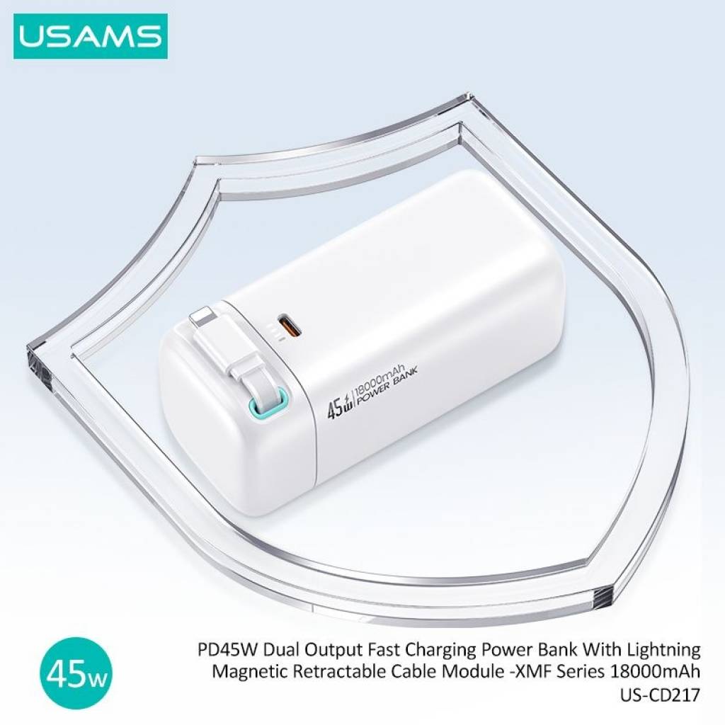 Power Bank 18000mAh PD45W Cable Retráctil Magnético Tipo C USAMS CD216