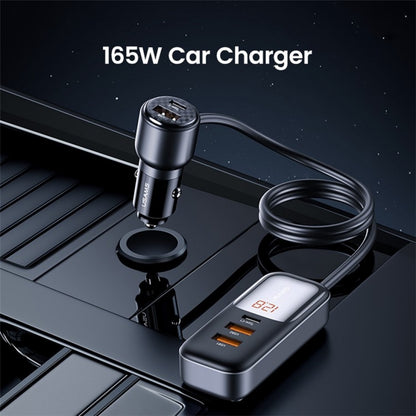 Cargador Auto C/Cable 165W 2PD + 3 USB Pantalla Digital Negro USAMS CC213