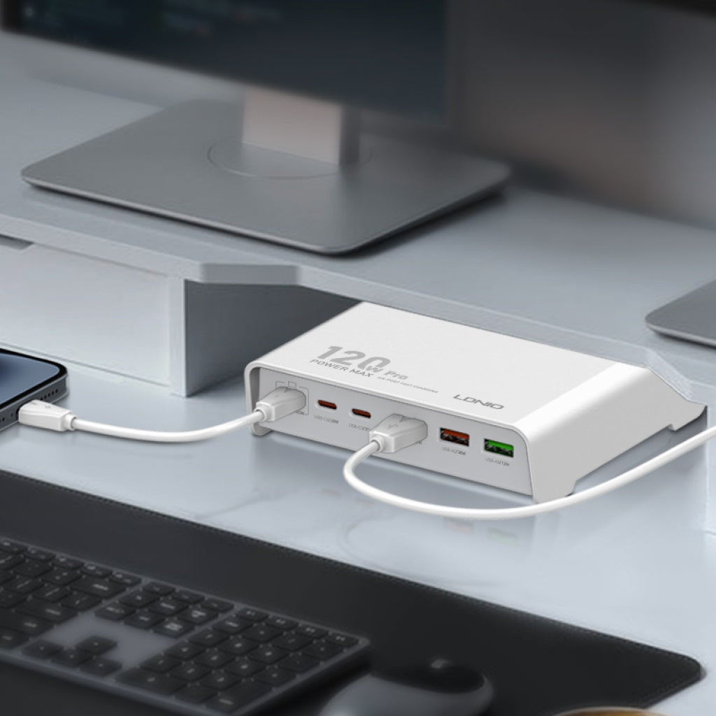 Estación de Carga de Escritorio 120W 3 USB A + 3 USB C LDNIO Q605