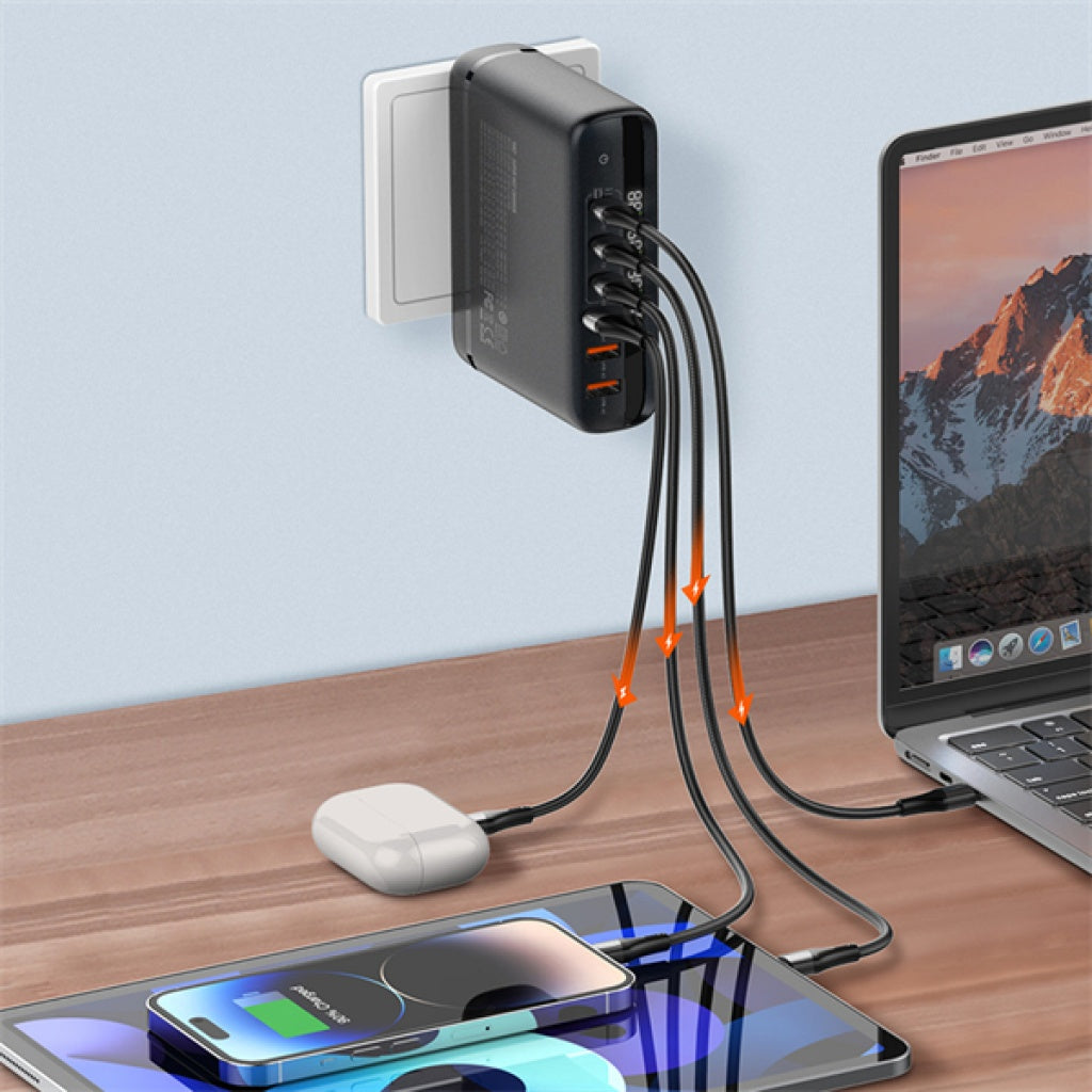 Cargador de Pared 140W GaN 3 USB A + 3 USB C LDNIO A6140C