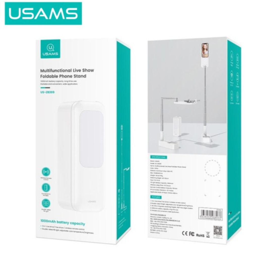 Soporte Estabilizador para Transmisión en Vivo Plegable Giratorio con Bluetooth USAMS ZB265
