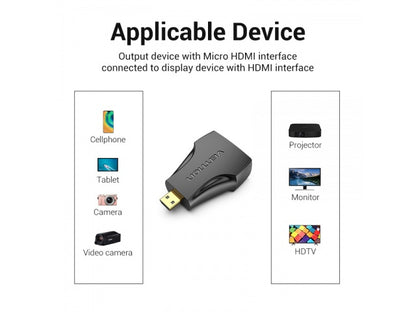Adaptador Micro HDMI Macho a HDMI Hembra Negro Vention AITB0