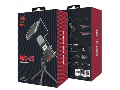 Micrófono de Estudio Gamer 3.5mm Cable 1.5 M MIC-02 Marvo