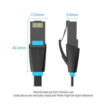 Cable de Red Cat.6 UTP / Flat(Plano) / Negro Vention